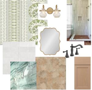 a bathroom with marble tiles and a sink and shower at Sylvan Park Boarding House in Nashville +14 photos