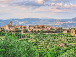 a town on a hill with trees and buildings at La casa Monte Oliveto in Bettona