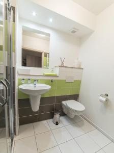 a bathroom with a sink and a toilet at Apartment AndruL in Frymburk