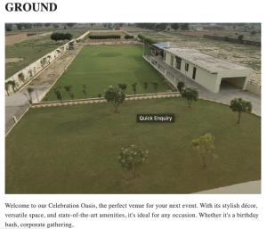 a rendering of a large grassy field with a building at 7 Flowers Hotel and Restaurant in Vrindāvan