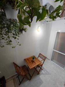 a table and chairs in a room with a plant at Elysia Luxury Room con Jacuzzi - Centro Brindisi in Brindisi