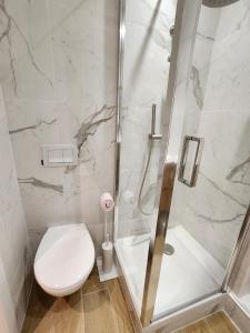 ein Badezimmer mit Toilette und Dusche in der Unterkunft port grimaud in Grimaud