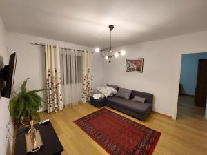 a living room with a couch and a rug at Casa Maria Greci in Greci