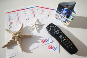 Televízia a/alebo spoločenská miestnosť v ubytovaní Maree Hotel