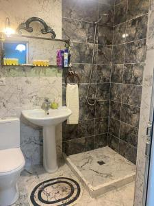 a bathroom with a sink and a toilet at House Ianeti in Ianet'i +29 photos