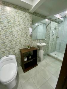 Koupelna v ubytování Hotel Marovi