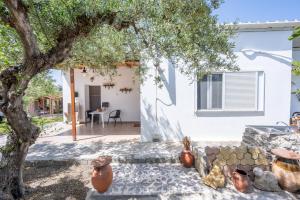 a home with a courtyard with a tree at Nicola's House in Tsivarás