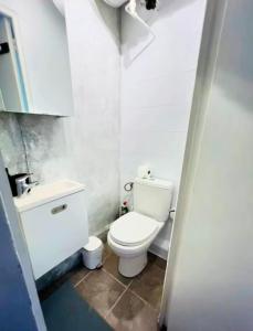 a small bathroom with a toilet and a sink at Nice studio with a terrace in Levallois-Perret +7 photos