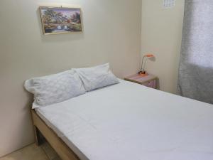 un letto bianco con un cuscino in una stanza di East Caribbean Lodging a Gros Islet