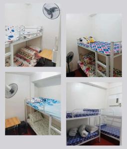 マニラにあるDiliman Philippine Heart Center Vluna NKTI Hospital Transient Room for rent Home stayの二段ベッド付きの部屋の4つの異なる写真