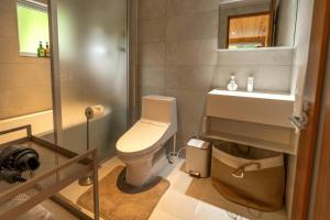 Un baño pequeño con inodoro y lavabo. en White Lake Hill Hakuba by JAMSZ ROYALE, en Hakuba 15 fotos más