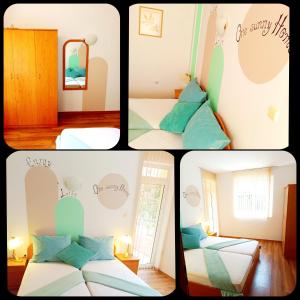 a collage of four pictures of a bedroom at One Sunny Home in Sunny Beach in Sunny Beach