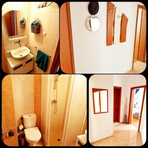 a collage of pictures of a bathroom with a refrigerator at One Sunny Home in Sunny Beach in Sunny Beach
