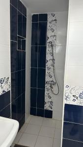 a bathroom with a shower and a sink at méditerranéen style apartement- kelibia in Kelibia +13 photos