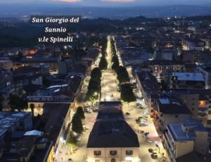 an aerial view of a city at night at Lo SCRIGNO in San Giorgio Montagna