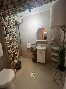 een badkamer met toilet en wastafel bij Vila Verica M in Kravlja