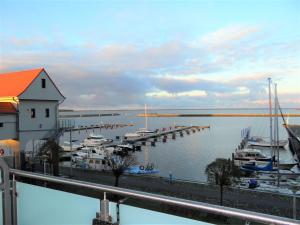 a marina with boats docked in the water at Haus 1 in Niederdorla