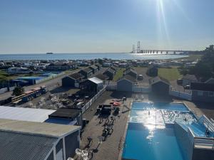 an overhead view of a swimming pool at a resort at Storebælt camping in Korsør