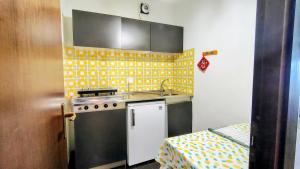 eine kleine Küche mit Spüle und Herd in der Unterkunft La Veranda sul Matese - Appartamento a Campitello Matese in San Massimo + 8 Fotos