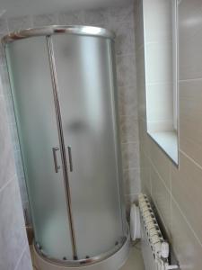 a shower in a bathroom with a toilet and a mirror at Willa BIM in Rewal +54 photos