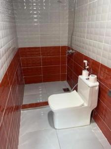 La salle de bains est pourvue de toilettes blanches. dans l'établissement Wadi Rum Classic Camp, à Wadi Rum