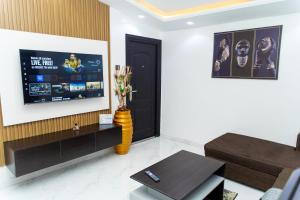 TV a/nebo společenská místnost v ubytování Havilland Apartments