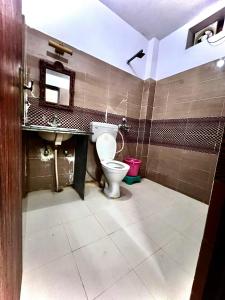 斋沙默尔Hotel Shahiraj Jaisalmer的带马桶和水槽的浴室 更多31张照片