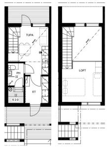 two floor plans of a house at Levin Lyhty Bea by Hilla Villas in Kittilä