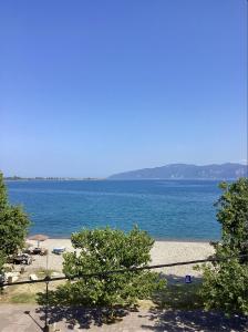 a view of a beach with a large body of water at Sea breeze in Nafpaktos