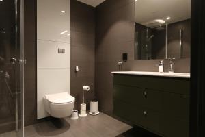 a bathroom with a toilet and a sink at Stylish apartment in Hemsedal, Ski in-ski out in Hemsedal +31 photos