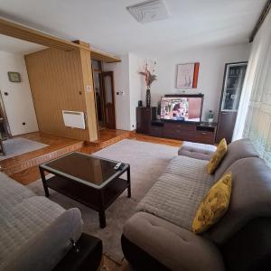 ビハチにあるVilla Behićのソファとコーヒーテーブルのあるリビングルーム