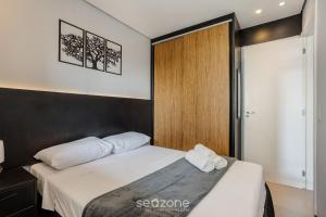 Postel nebo postele na pokoji v ubytování Apto c/ Varanda Gourmet a 190m do Metrô - WAL0714