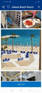 a collage of photos of a beach with a resort at الغردقه الأحياء منتجع جوليانا بجوار فندق بالم بيتش in Hurghada +19 photos