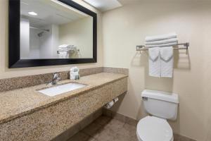 un bagno con lavandino, water e specchio di Best Western Gateway To The Keys - Florida City, Homestead, Everglades a Florida City