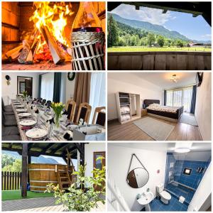 VidraにあるCasa Veraの暖炉付きのホテルの写真のコラージュ