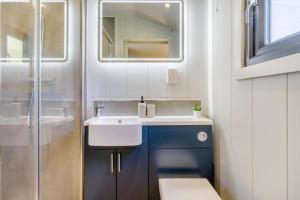 un baño con lavabo y ducha en 2 Bed in Cemmaes oc-a32660, en Cemmaes 22 fotos más