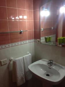 コラレホにあるApartamento Muelle de Corralejo 14のバスルーム(シンク、鏡、タオル付)