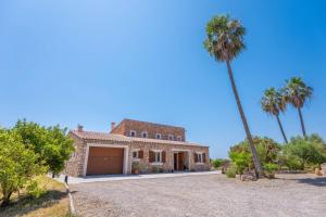 a house with a palm tree next to a driveway at El Paraiso (Porto Cristo) in Porto Cristo