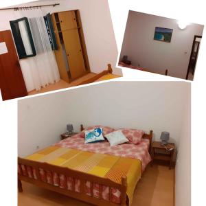 Dos fotos de un dormitorio con una cama. en Apartment Lopar 9, en Lopar