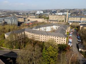 an overhead view of a building in a city at For Students Only - Snow Island in Huddersfield in Huddersfield +12 photos
