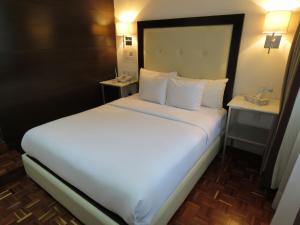 a large white bed in a hotel room at SUITES LONDRES 212 in Mexico City +1 photo