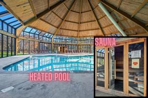a large swimming pool in a building with a tent at Rustic Mountain Escape Waterpark, Ski & Views! in Tannersville