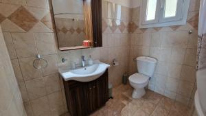 a bathroom with a sink and a toilet at Alexandras Villa in Skala Marion +22 photos