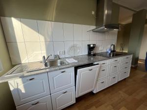 a kitchen with a sink and a counter top at R-Joki Apartments in Ravijoki