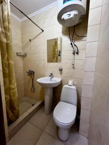 ザトカにあるApartments Promenad 2のトイレ、洗面台、シャワー付きのバスルーム