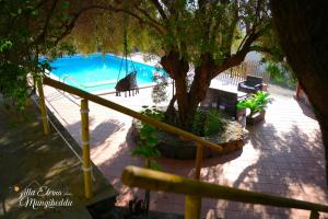 a swing hanging from a tree next to a pool at Villa Eterna Mungibeddu in Paterno