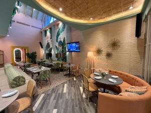 DUCASSI DELUXE playa LOS CORALES - rooftop pool, restaurants and beach club的休息区