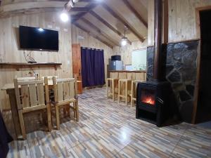 TV a/nebo společenská místnost v ubytování Cabañas Tía Marce, Los Lleuques