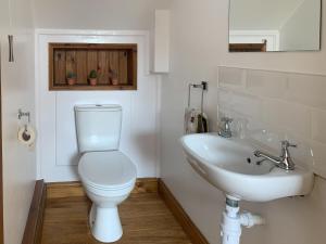 a bathroom with a toilet and a sink at Granary in North Somercotes