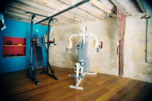 un gimnasio con equipamiento de ejercicio en una habitación en LA CASA DE BOULBON, en Boulbon